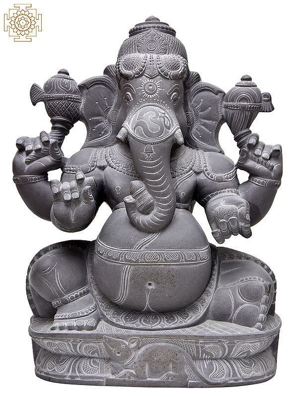 12" Four Armed Sitting Lord Ganapati