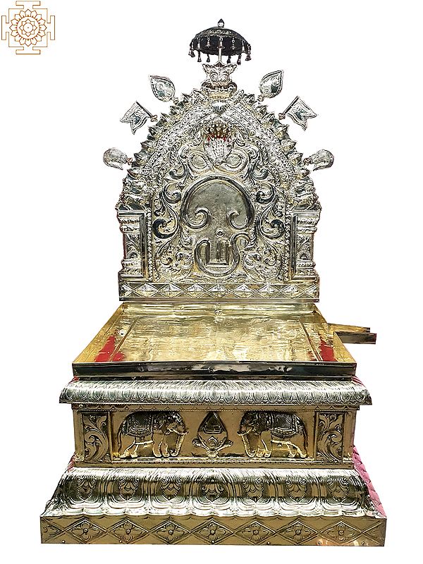 60" Large South Indian Murugan Throne With Abhisheka Patra | Brass