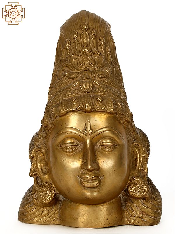10'' Hindu Goddess Parvati Head | Brass Statue