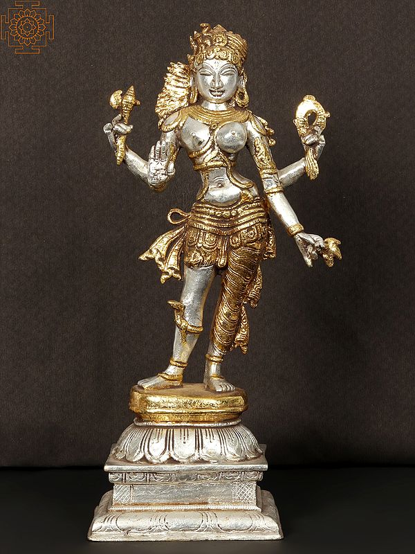14'' Coloured Ardhanarishvara Standing | Brass Statue