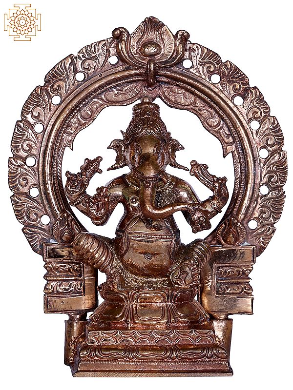 4'' Small Lord Ganesha Bronze Idol with Arch | Gift Box