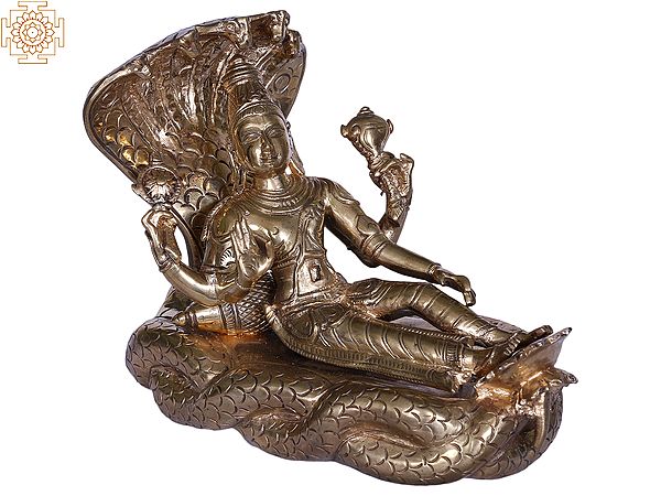 8'' Hindu Deity Ranganatha (Lord Vishnu) Bronze Statue