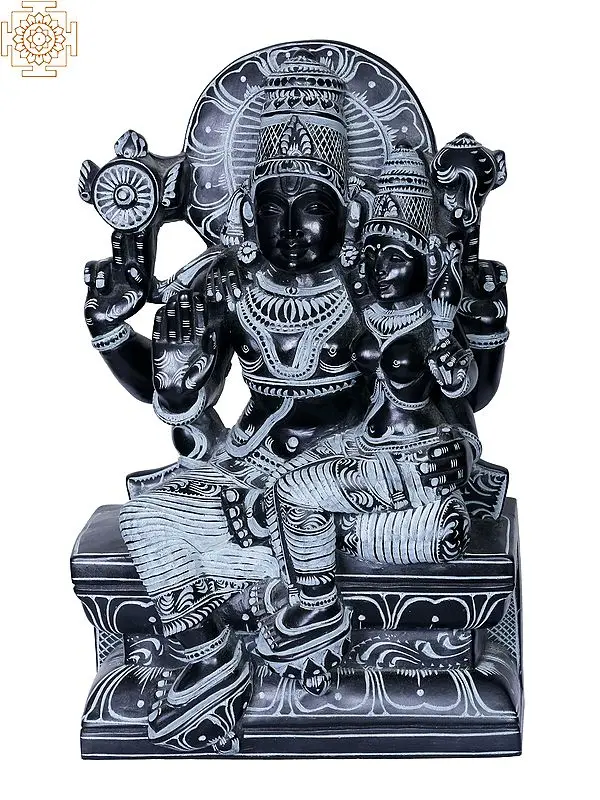 Lord Vishnu with Goddess Lakshmi Stone Sculpture