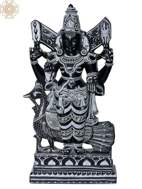 13" Lord Kartikeya (Murugan) Stone Sculpture