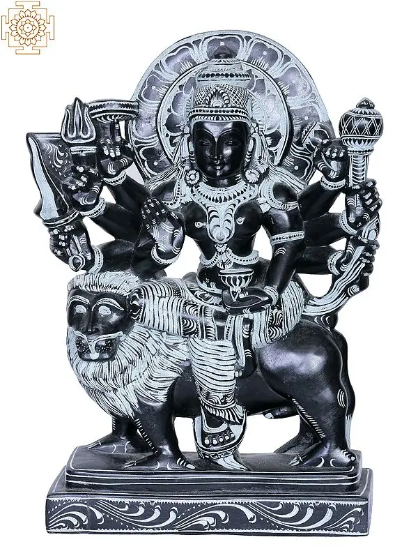 11" Goddess Durga Stone Statue