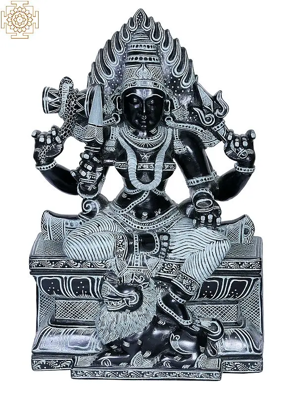 14" Goddess Mariamman Stone Statue | South Indian Durga