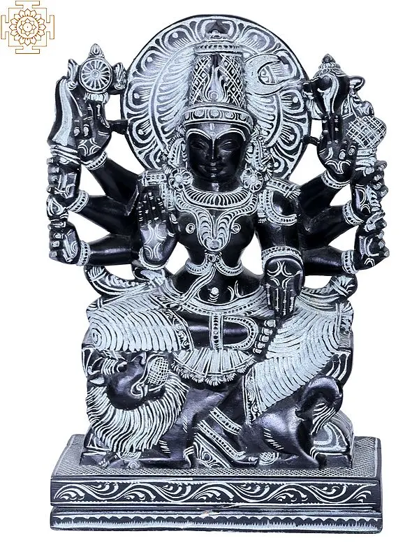 9-Arm Durga Sculpture: Warrior Goddess