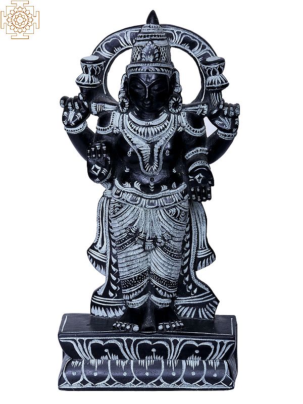 8" Standing Lord Vishnu | Stone Statue For Temple