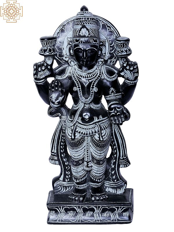 8" Four Armed Narayana | Stone Statue For Temple