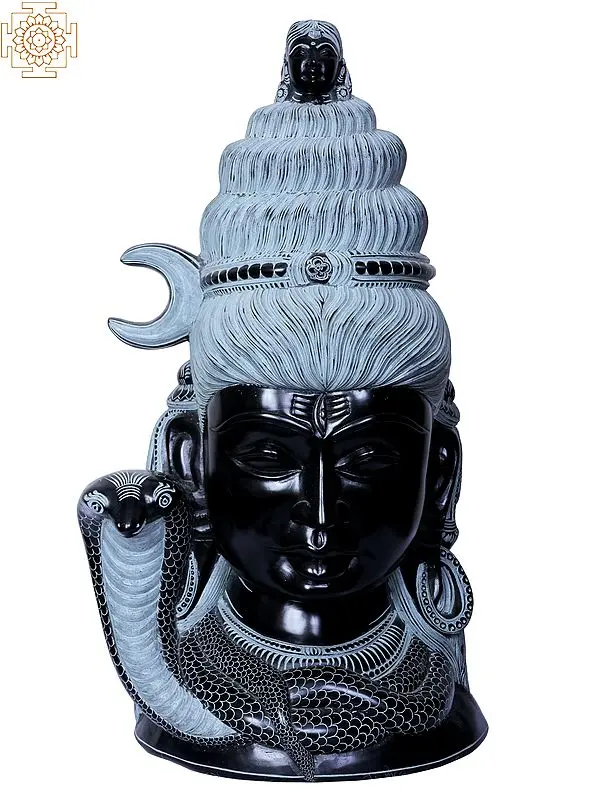 Lord Shiva Stone Head Sculpture (12")