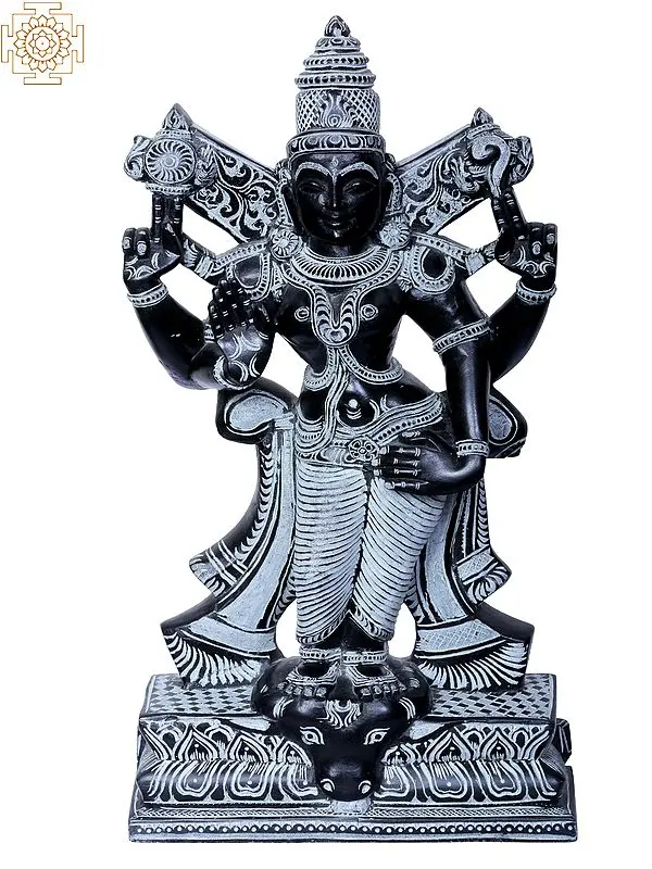 11" Vishnu-Durga: Mahishasura Vijaya Stone Deity