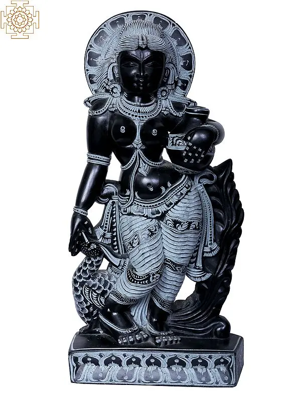 Apsara Stone Sculpture: Divine Dancer Figurine