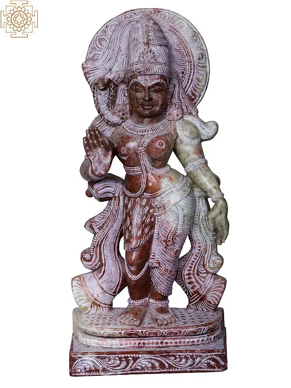 12-Inch Ardhanarishvara Stone Statue