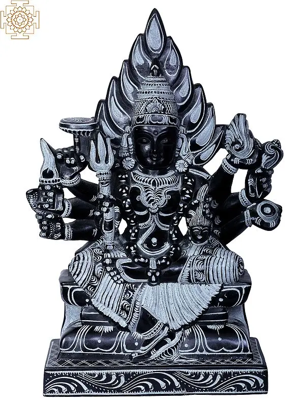 10" Stone Goddess Durga - Devi Mariamman Sculpture