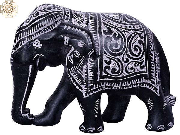 4" Elephant Figurine | Stone Statue from South India