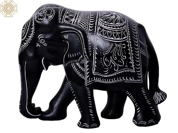 6" Hand-Carved Stone Elephant Statue