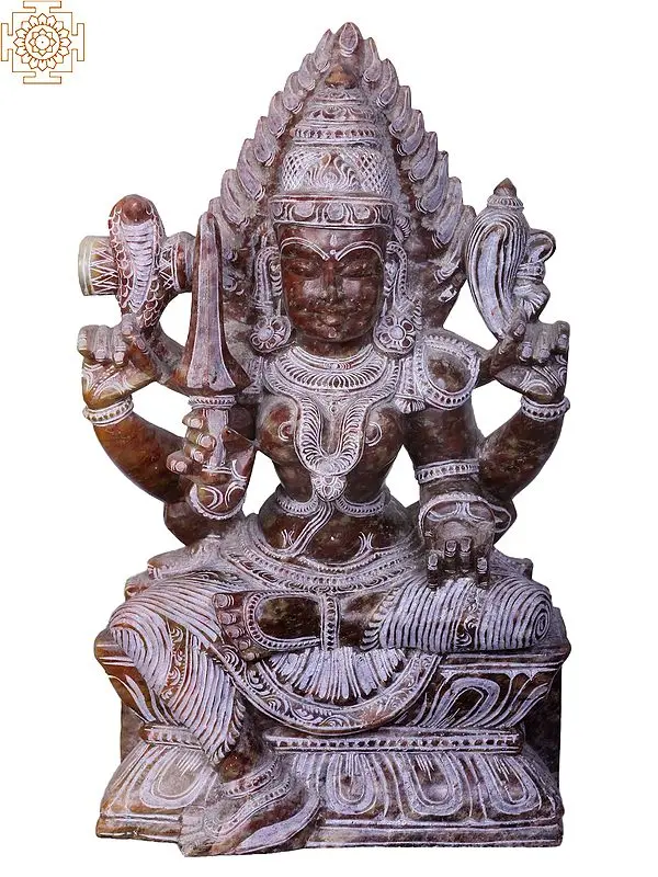 10" Red Stone Goddess Mariamman Statue