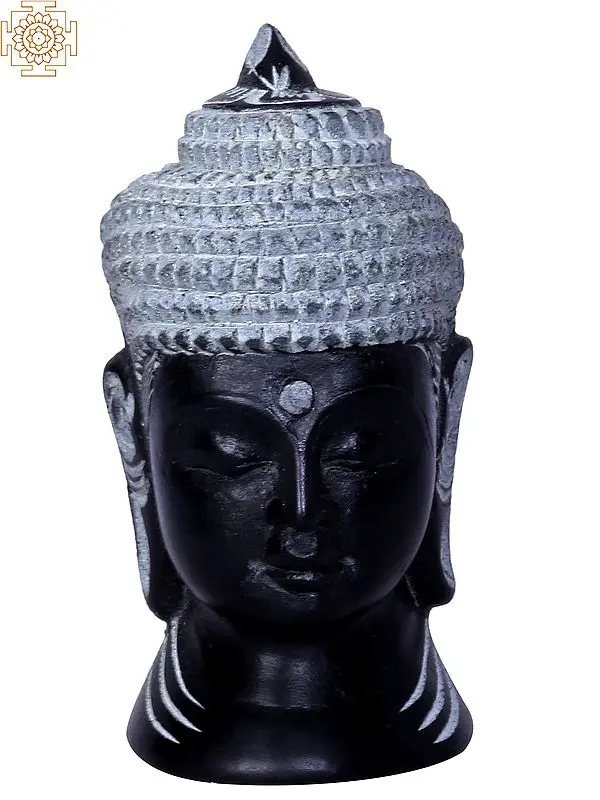 3" Lord Buddha Head Stone Statue