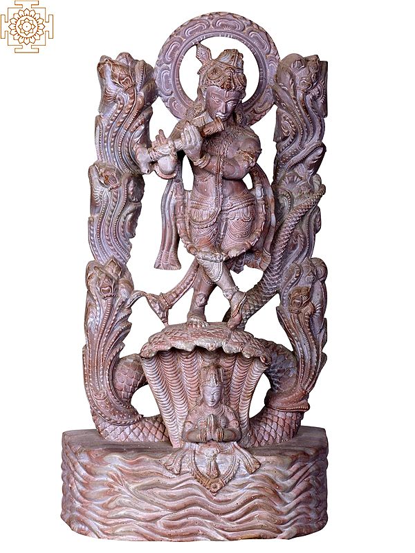 12" Lord Krishna Playing Flute on Serpent Kaliya