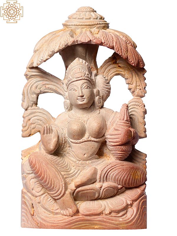5" Goddess of Wealth Lakshmi Statue In Pink Stone