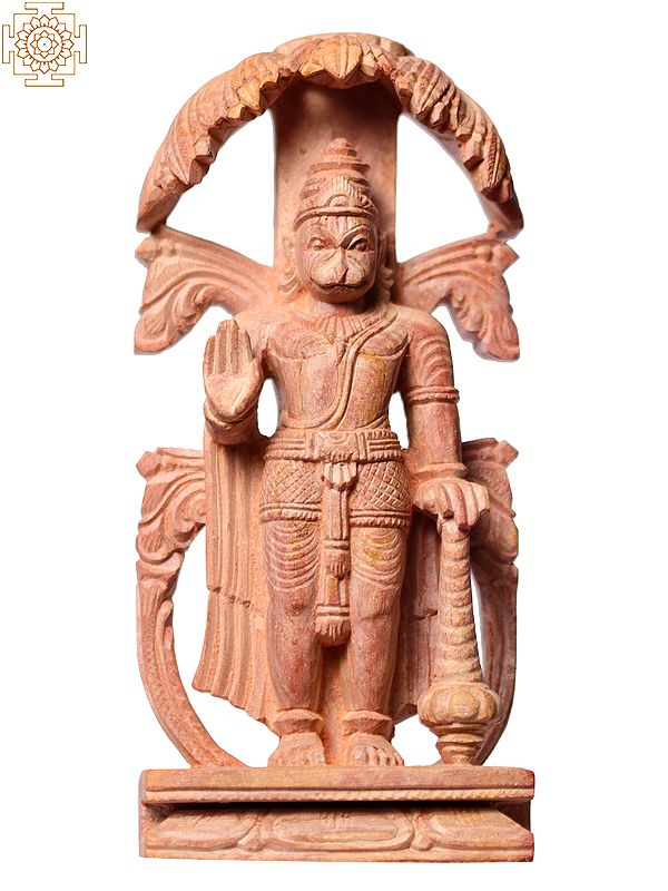 4" Small God of strength Hanuman Pink Stone Sculpture