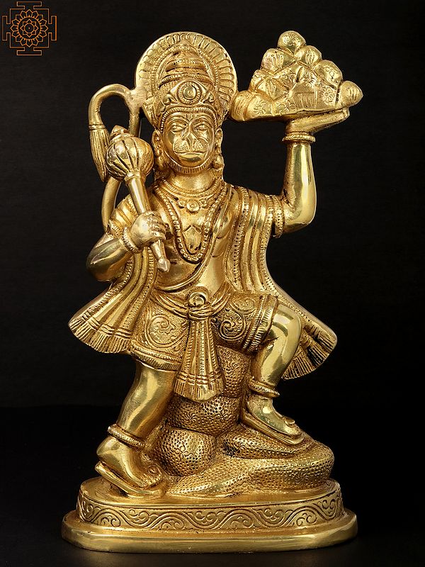 Anjaneyar (Hanuman) Carrying Sanjeevani | Brass Statue