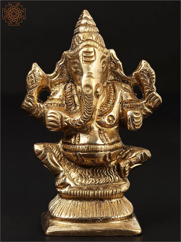 3'' Small Lord Ganesha Solid Brass Statue