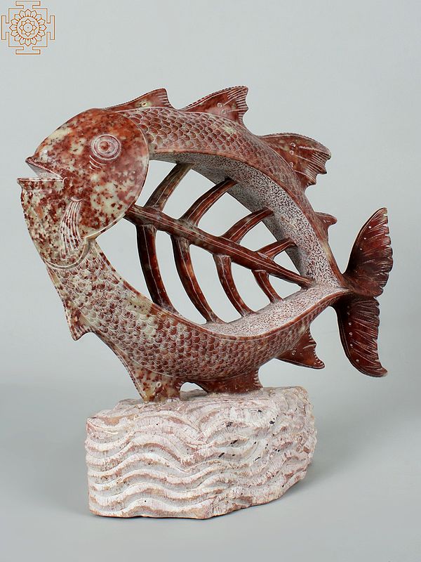 14'' Designer Hollow Fish | Stone Statue