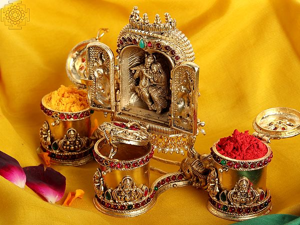 Radha Krishna In Royal Court Sindoor Box (3 Boxes) | Superfine Work