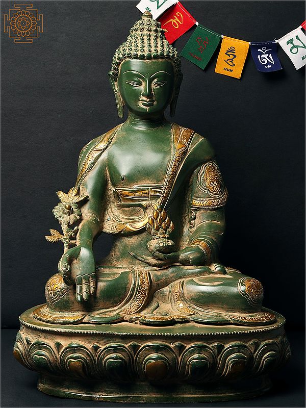 16'' Medicine Buddha With Bowl Of Gems | Brass