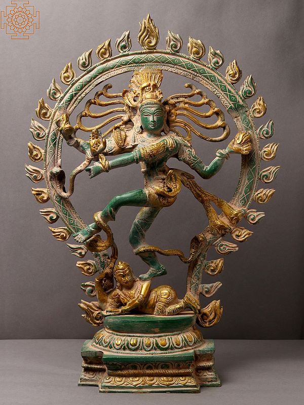20" Green and Gold Nataraja in Brass