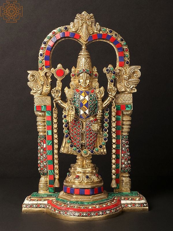 14'' Lord Venkateswara With Arch | Brass With Inlay Work