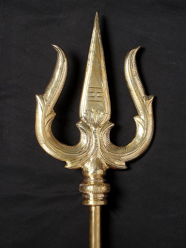 67'' Large Trident With Shiva Tilak and Tamil Om Engraved Brass