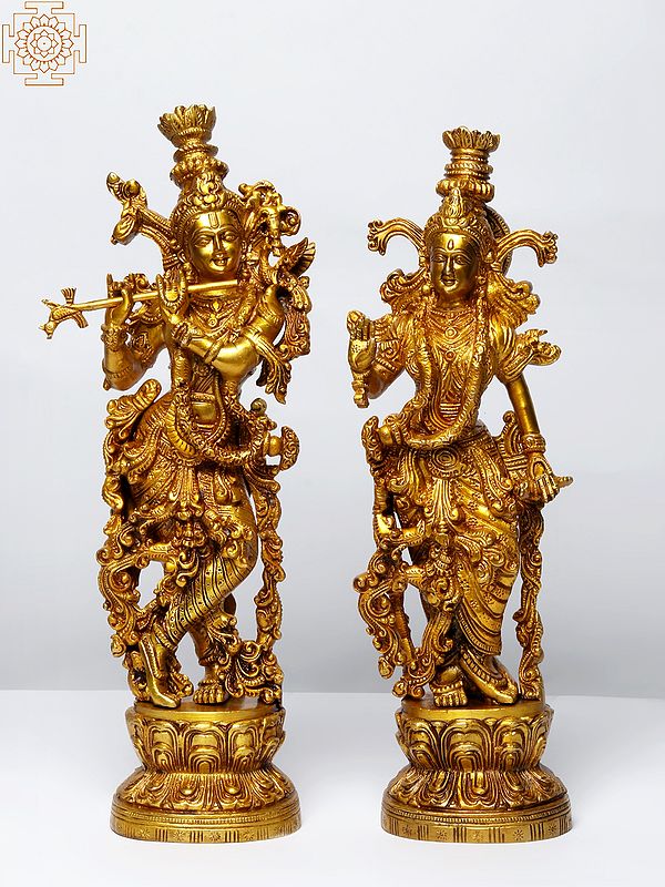 14" Standing Radha Madhav (Krishna) | Brass Statue
