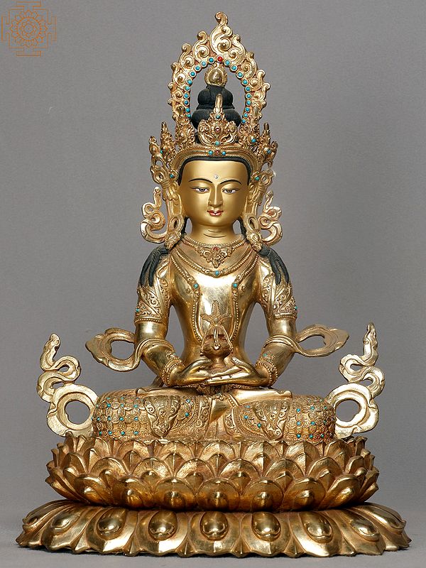 15” Amitayus Buddha Copper Statue from Nepal