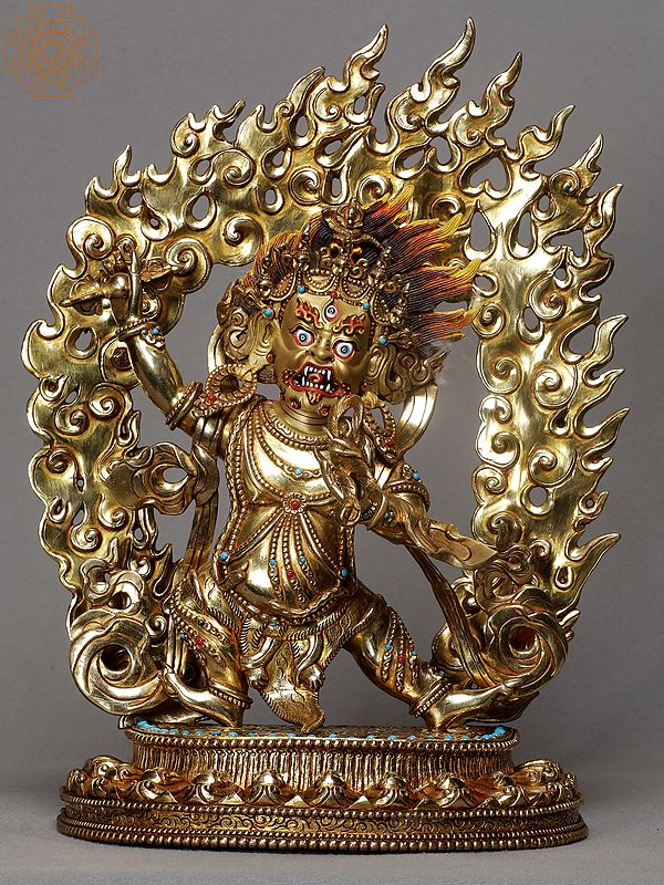 12" Buddhist Deity Vajrapani Copper Idol from Nepal
