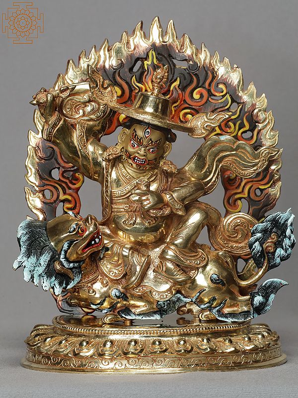 8" Tibetan Buddhist Deity Vajrapani Idol | Copper Statue from Nepal