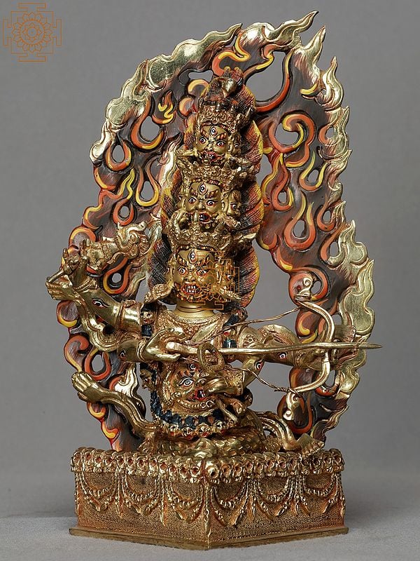 8" Copper Tibetan Buddhist God Rahul From Nepal