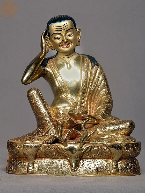 8" Guru Milarepa Idol from Nepal | Nepalese Copper Statue