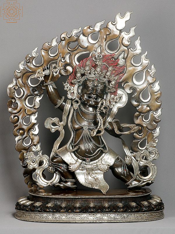 27" Colorful Vajrapani Copper Statue from Nepal