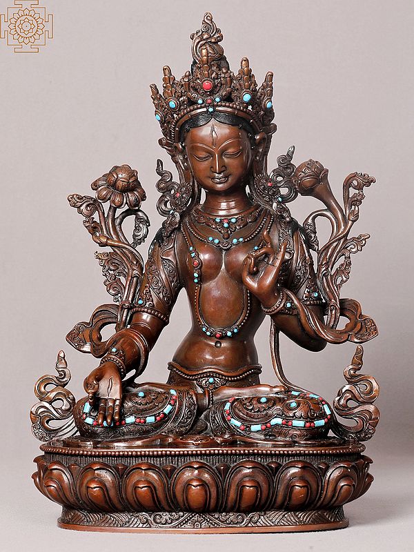 13" Copper White Tara Idol from Nepal | Nepalese Copper Statue