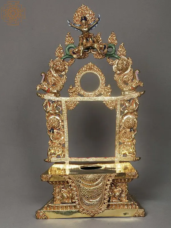 17" Ornate Copper & Gold Throne from Nepal