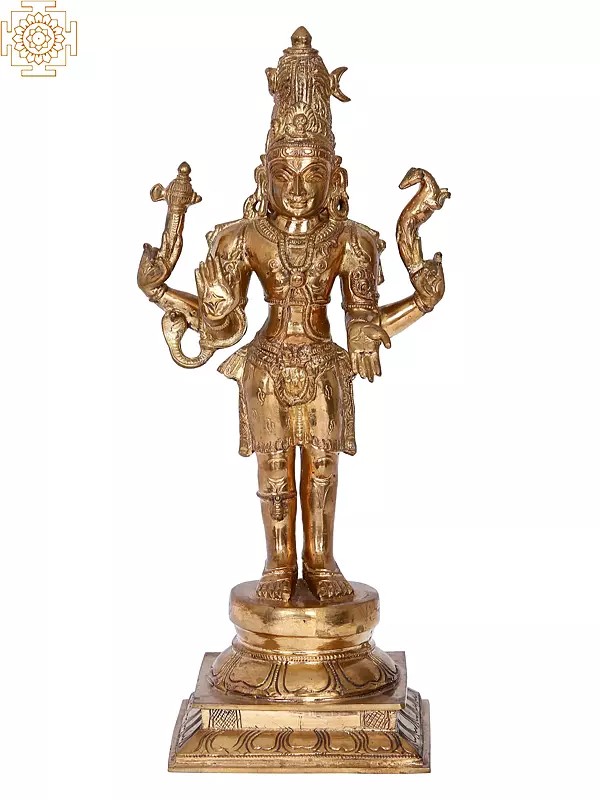 13" Shiva Pashupatinath Bronze Statue | Madhuchista Vidhana (Lost-Wax) | Panchaloha Bronze from Swamimalai