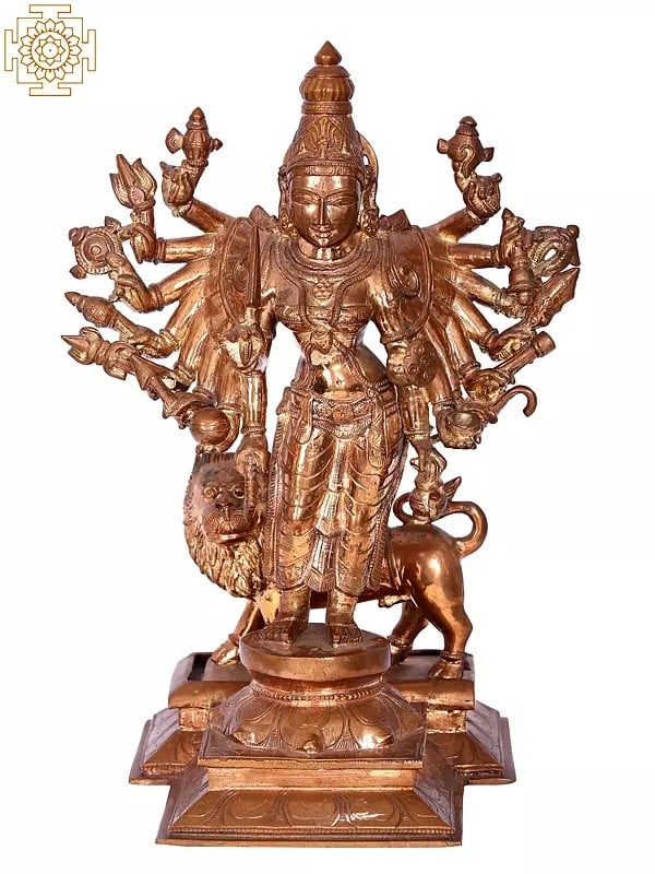 16" Standing Durga | Madhuchista Vidhana (Lost-Wax) | Panchaloha Bronze from Swamimalai