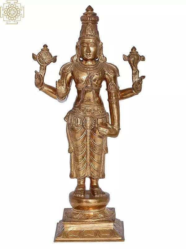 15'' Vishnu | Madhuchista Vidhana (Lost-Wax) | Panchaloha Bronze from Swamimalai