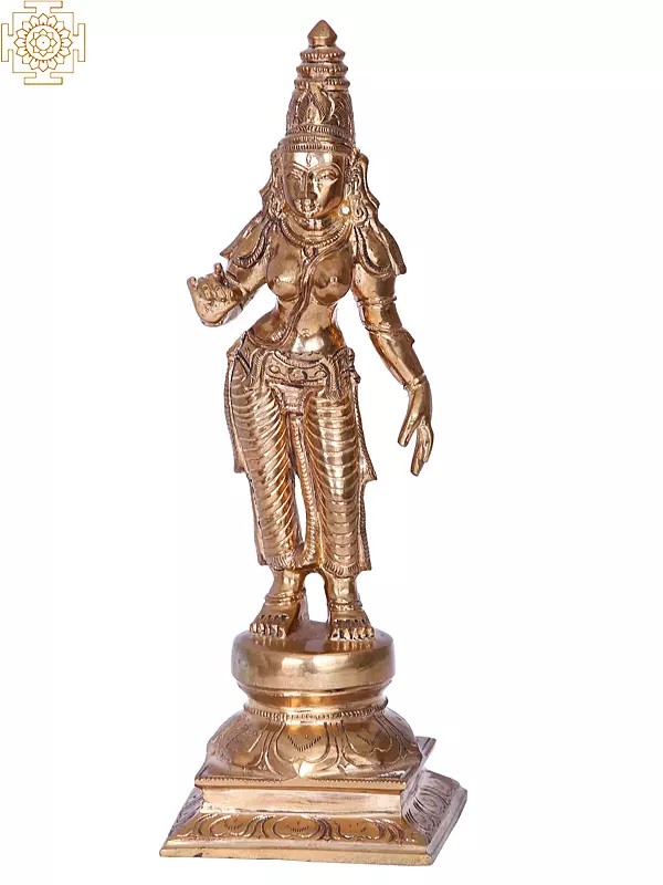 9'' Meenakshi Panchaloha Bronze Idol from Swamimalai | Madhuchista Vidhana (Lost-Wax)