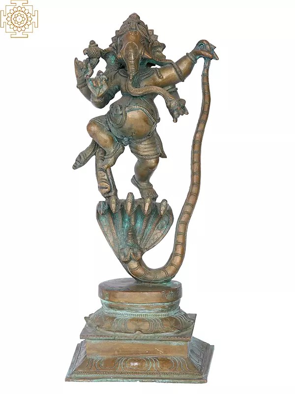 13'' Dancing Ganesha Panchaloha Bronze Statue from Swamimalai | Madhuchista Vidhana (Lost-Wax)