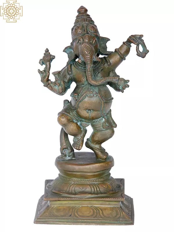 11'' Dancing Ganesha Panchaloha Bronze Statue from Swamimalai | Madhuchista Vidhana (Lost-Wax)