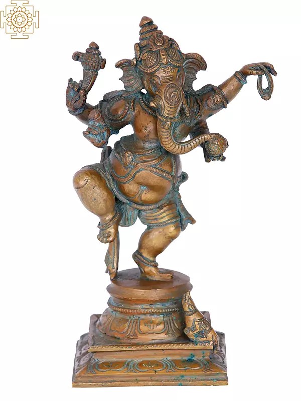 9'' Dancing Ganesha | Madhuchista Vidhana (Lost-Wax) | Panchaloha Bronze from Swamimalai
