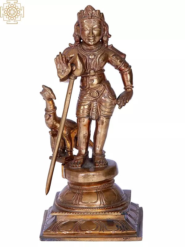 8'' Lord Murugan Sculpture Panchaloha Bronze from Swamimalai | Madhuchista Vidhana (Lost-Wax)